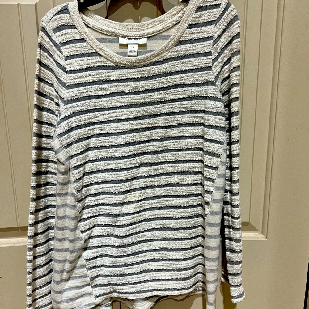 H&M Striped Long Sleeve Top - Gray and White